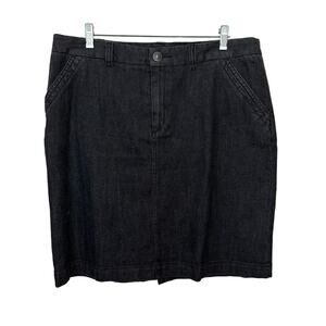 Merona Womens Black Skirt Stretch Casual Preppy Academia‎ Size 14 Pockets Stripe
